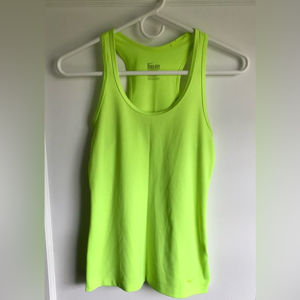 Nike Dri-Fit Running / Gym Neon Yellow Tank Top Regular Fit Size XS